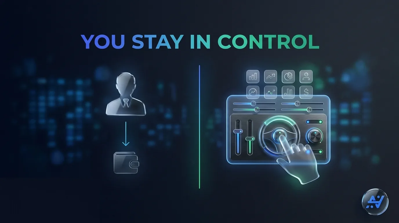 Comparison diagram: copy trading where a lead trader decides and you inherit the outcome, versus signal execution (Bring Your Own Signal) where you choose the source and keep control